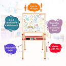 Adjustable Wooden Easel for Kids, Foldable Standing Art Easel for 3, 4, 5, 6, 7, 8 Years Old with Accessories, Drawing Painting Gifts for Boys & Girls Toddlers, Great Presents for Birthday by TinyTreasures Baby Boutique