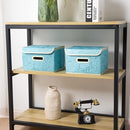PRANDOM Collapsible Storage Boxes with Lids Fabric Decorative Storage Bins Cubes Organizer Containers Baskets with Cover Handles Divider for Bedroom Closet Living Room 9.8x7.9x6.7 Inch 3 Pack by TinyTreasures Baby Boutique
