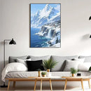 Winter lakeside town and snowy scenery merge together to form a landscape poster wall art suitable for living room bedroom and office by CozyNest Decor