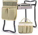 Ohuhu Upgraded Garden Kneeler and Seat 2-in-1 Foldable Gardening Stool with Detachable Soft Kneeling Pad, Garden Bench Heavy Duty with Large Tools Bag and Pouch, Gifts for Women Men Seniors Gardener by GreenHaven Gardens