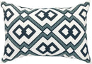 Alysheer Embroidered Lumbar Decorative Throw Pillow Cover 12"x 20", Classic Boho Geometric Embroidery Pattern Cotton Rectangular Cushion Case for Sofa Couch Living Room Bedroom (Navy Aqua) by CozyNest Decor