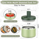 12oz Insulated Vacuum Food Jar with Buckle Lid Wide Mouth Soup Thermo for Hot Food Kids Leakproof Stainless Steel Lunch Container- Green- 1Pack by TinyTreasures Baby Boutique