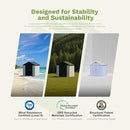 Patiowell 8 x 6 FT Resin Outdoor Storage Shed with Floor, Large Shed with Light and Lockable Door for Garden, Backyard, Tool Storage Use, Easy to Install in Beige (Kick-it Shed) by GreenHaven Gardens