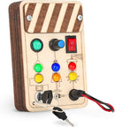 Joyreal Wooden Montessori Busy Board, Toddler Sensory Toys, LED Light Switch, Travel Toys for 2+ Year Old Boy by TinyTreasures Baby Boutique