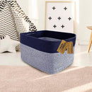COMFY-HOMI 3PACK Rectangular Cotton Rope Basket With Handles for Shelves|Dog Toy|Baby Gift - Dark Blue (13.5" x 11" x 9.5") by TinyTreasures Baby Boutique