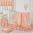 Brandream Baby Crib Bedding Set for Girls Boys Gender Neutral Boho Bohemian Farmhouse Chic Ruffle 6-Piece Nursery Bedding Set - 100% Cotton with Washed Craft Blush Pink Super Soft by TinyTreasures Baby Boutique
