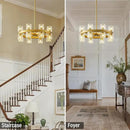 Gold Chandelier Light Fixture Kitchen and Dining, 16-Lights Modern Chandeliers for Dining Room, 18" Farmhouse Kitchen Pendant Lights Over Table, Crystal Wagon Wheel Chandelier(Bulbs Included) by CozyNest Decor
