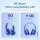 EarFun K4 Kids Bluetooth Headphones, Wireless Headphones with LED Lights, 74/85/94dBA Volume Limited, Built-in Mic, 90H Playtime, Bluetooth 5.4 Over Ear Headphone for iPad/Tablet/PC/School by TinyTreasures Baby Boutique