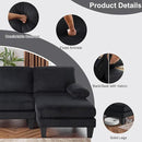 Karl home U-Shape Sectional Sofa Couch 111" Modern 4-Seat Sofa with Chaises Corduroy Fabric Upholstered Covertible Couch with Wood Grain Legs for Living Room, Reception Room, Apartment, Black by CozyNest Decor