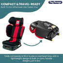Peg Perego Viaggio Flex 120 Booster, 4D Total Adjust for Safety & Comfort, No Armrests, Compact Fold for Travel, 40-120 lbs, Made in Italy, Monza (Black & Red) by TinyTreasures Baby Boutique