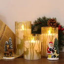 Christmas Deer Flameless Candles with Remote Timer, Glass Battery Operated Pillar Candles with Gold Elk Decor, LED Flickering Candles with 3D Wick and Real Wax for Winter Christmas Home Decor by GreenHaven Gardens