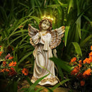 Angel Garden Statue,Memory Guardian Solar Garden Decor with Warm Light,Waterproof Praying Angel Statue with Garland,Outdoor Garden Decor Sculpture for Lawn Yard Patio,Sympathy Gift,Apricot Pink by GreenHaven Gardens