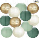 Paper Lanterns Sage Green Gold Round Hanging Chinese Lanterns for Birthday Party Baby Shower Bridal Shower Decorations Pack of 12 by CozyNest Decor