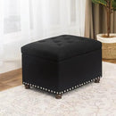 Joveco Storage Ottoman Bench, Rectangle 24″ Linen Foot Rest Stool Square Footstool for Living Room, Bedroom, Black by CozyNest Decor