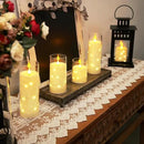 Homemory Pure White Flameless Candles with Embedded Star String Fairy Lights, Battery Operated Candle, LED Candles, Fake Candles with Remote Control and Timer, Set of 5(H4 5" 6" 8" 8") by CozyNest Decor