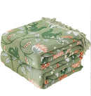 Snycler Boho Throw Blanket for Bed - 100% Cotton Ultra Soft Rustic Quilt Green Blanket - Floral Printed Farmhouse Decor Bed Blankets, 80"×90" All Season Rustic Throw for Sofa Couch Chair by CozyNest Decor