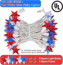 100 LED Red White and Blue Star Lights, 37FT 4th of July Star String Lights Plug in for Home Patio Garden Yard Memorial Day Independence Day Patriotic Decorations Outdoor, White Wire by GreenHaven Gardens