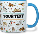 Personalized Mug for Kids - Dogs - Custom Name/Text, Ceramic Hot Chocolate/Cocoa/Coffee Cup for Boys/Girls, Birthday/Christmas/Holiday Gift - 11 oz, Light Blue Handle by TinyTreasures Baby Boutique