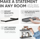 Homeforia 24inch Gray Floating Shelves for Wall, High End Solid Real Wood 24in Floating Shelf for Bathroom, Grey Wooden 24 inch Long Floating Shelves, Heavy Duty Bracket, 24 X 6.5 X 1.75 in, Set of 2 by CozyNest Decor