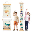 Personalized Name Growth Chart Wall Decor for Kids – Canvas Removable Height Chart Measuring Ruler 59" x 7.9" (Dinosaurs) by TinyTreasures Baby Boutique