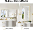 48x24In Gold Bathroom Mirror for Wall, Brushed Gold Rectangle Mirrors with Metal Frame, Bathroom Rectangular Mirror Modern Wall Mirror for Bedroom Living Room, Hangs Horizontal or Vertical by CozyNest Decor