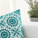 HWY 50 Teal Decorative Throw Pillow Covers 18x18 Inch (1 Piece), Embroidered Cotton Farmhouse Cushion Cover Pillow Case for Sofa Couch Living Room Bed, Little Sunflower by CozyNest Decor