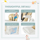 BABY JOY High Chair for Babies & Toddlers, Foldable High Chair w/Adjustable Height/Backrest/Footrest, Double Removable Tray, Book Holder & Storage Bag, Highchair for 6-36 Months Girls Boys (Beige) by TinyTreasures Baby Boutique