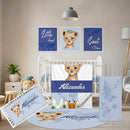 Personalized Baby Crib Bedding Set, 5 Pcs Custom Name Nursery Bedding Set, Deep Blue Leopard Baby Bedding Set for Boys, Double Layer Baby Crib Sets, Customized Gifts for Toddlers Kids Infants by TinyTreasures Baby Boutique