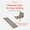 Folding Yoga Travel Pilates Mat Foldable Easy to Carry to Class Beach Park Tear resistant Travel Picnics 4mm Thick 9 Colors by TinyTreasures Baby Boutique