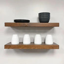 URBANDI, Rustic Floating Shelves, Set of 2, Hidden Bracket, Solid Wood, Heavy Duty, Wall Mounted Shelves, (Provincial, 48Wx10D) by CozyNest Decor