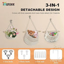 Hanging Baskets for Organizing, 3 Tier Detachable Wall Hanging Fruit Basket Over the Door Organizer for Fruit Vegetable Plant, Beige Boho Cotton Crocheted Fruit Holder for Kitchen Bathroom Bedroom by CozyNest Decor