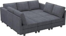 Belffin Corduroy Modular Sectional Sofa 9 Seat Convertible Sectional Sleeper Sofa Bed with Storage Ottomans Modular Sectional Couch Bed for Living Room Dark Grey by CozyNest Decor