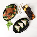 vicrays Serving Platter Ceramic Tray Plates Extra Large Oval 14.5 Inch Porcelain Dinner Plates Long Serving Dish Set Entertaining Party Restaurant Food Meat Sushi Fish Turkey Platter - Black by CozyNest Decor