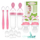WAJIAYON Baby Fruit Feeder Pacifier - 6 Pack | 2 Infant Food Feeder Pacifier & 2 Baby Food Dispensing Spoon | Fresh Fruit Teethers for Babies | Silicone Feeder Babies,Infant Teething Feeders -Pink by TinyTreasures Baby Boutique
