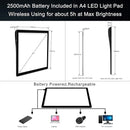 A4 Wireless Battery Powered Light Pad with Case, TOHETO Tracing Light Box Dimmable Brightness Rechargeable LED Light Board Portable Cordless Copy Board for Artist Drawing Sketching X-ray Viewing by TinyTreasures Baby Boutique