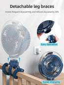 Misting Stroller Fan, 6000mAh Battery Operated Portable Fan with Light & 360° Pivoting, Personal Cooling Fans with Flexible Tripod for Baby, Office, Travel,Treadmill,Outdoors (Dark Blue) by TinyTreasures Baby Boutique
