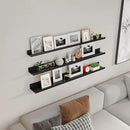 Giftgarden 47 Inch Black Floating Shelves Ledge, Wall Mount Long Picture Rail Large Woodgrain Photo Shelving for Living Room Bedroom Office, Set of 3 Different Sizes by CozyNest Decor