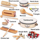 LOOIKOOS Toddler Musical Instruments Montessori Natural Wooden Percussion Instruments for Kids Preschool Educational Musical Toys Set for Boys and Girls with Storage Bag by TinyTreasures Baby Boutique