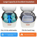 Mancro Breastmilk Cooler Bag for Travel, Fits 4 Baby Bottles Up to 9 Ounce, Baby Bottle bag with Ice Pack, Insulation Breast Milk Cooler Travel, Cream by TinyTreasures Baby Boutique