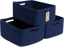 Large Storage Baskets for Shelves, Closet Organizers Bins for Clothes Blanket Towels, Baby Nursery, Toy Baskets Box, Woven Rope Baskets, 17 x 13 x 7.5”, 3 Packs Navy Blue by CozyNest Decor