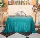 SquarePie Sequin Tablecloth 50 x 72 Inch Teal Sparkly Table Linen for Wedding Party by CozyNest Decor