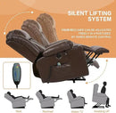 Power Lift Recliner Chair for Elderly Breathable Leather Recliner Chair with Massage and Heat for People Limited Mobility,2 Cup Holders,Electric Stand Assist,USB Ports,Gifts for Family (Brown) by CozyNest Decor