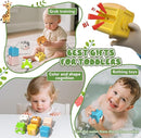 Animal Soft Gel Stacking Block Set Soft Silicone Baby Blocks Toys for 18 Months to 3 Years Old Early Learning Touch Bath Educational Toys with Numbers Animals Fruits Texture by TinyTreasures Baby Boutique