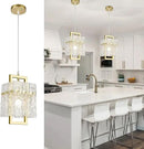 IKK Gold Crystal Pendant Light for Kitchen Island, Luxury Water Ripple Glass Chandelier Lights Fixture, Modern Elegant Adjustable Pendant Lighting for Dining Room Bedroom, E12 Bulb, L6.5'' x H11.8'' by CozyNest Decor
