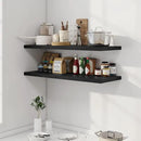 40" Floating Shelves for Wall, 12" Deep Slim Black Floating Shelves, Wall-Mounted Shelves for Bedroom, Living Room, Kitchen, Bathroom - Set of 2 by CozyNest Decor
