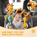 Jollybaby Crib Stroller Car Seat Toys for Baby 0-3-6-9-12 Months, Tummy Time Hanging Sensory Toys for Newborn with Music Box and Teether, Spiral Carseat Toy for Infant Boys Girls Gifts (Giraffe) by TinyTreasures Baby Boutique