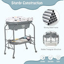BABY JOY Baby Bathtub with Changing Table, Foldable Infant Diaper Changing Station with Storage Tray, Waterproof Pad, Portable Newborn Nursery Organizer Bath Stand with 4 Universal Wheels (Gray) by TinyTreasures Baby Boutique