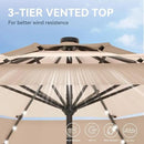 GREEN PARTY 10ft Outdoor Patio Umbrella, Auto-Tilt Market Table Umbrellas with Crank, 8 Sturdy Ribs & 1.5" Pole UV Protection for Garden Deck Backyard Pool by GreenHaven Gardens