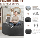 3FT Bean Bag Chair, Comfy Bean Bag Chairs with Memory Foam Filled, Fluffy Beanbag Sofa with Dutch Velvet Cover, Round BeanBag Chairs for Living Room, Playroom- Grey by TinyTreasures Baby Boutique
