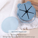 Snack Cups for Toddlers, Baby Snack Containers, Silicone Toddler Snack Cups No Spill, Food Catcher with Lid & Bucket-like Handle, BPA Free & Dishwasher Safe, 9 Ounce Smoke Blue by TinyTreasures Baby Boutique